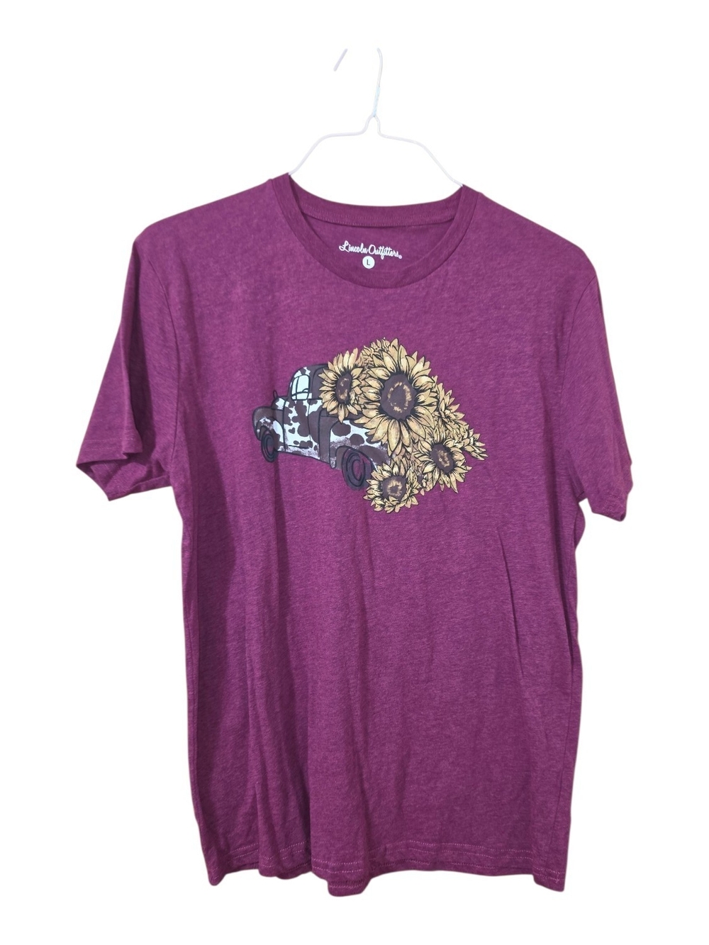 Lands' End Plum Short-Sleeve Tee with Sunflower Truck Graphic